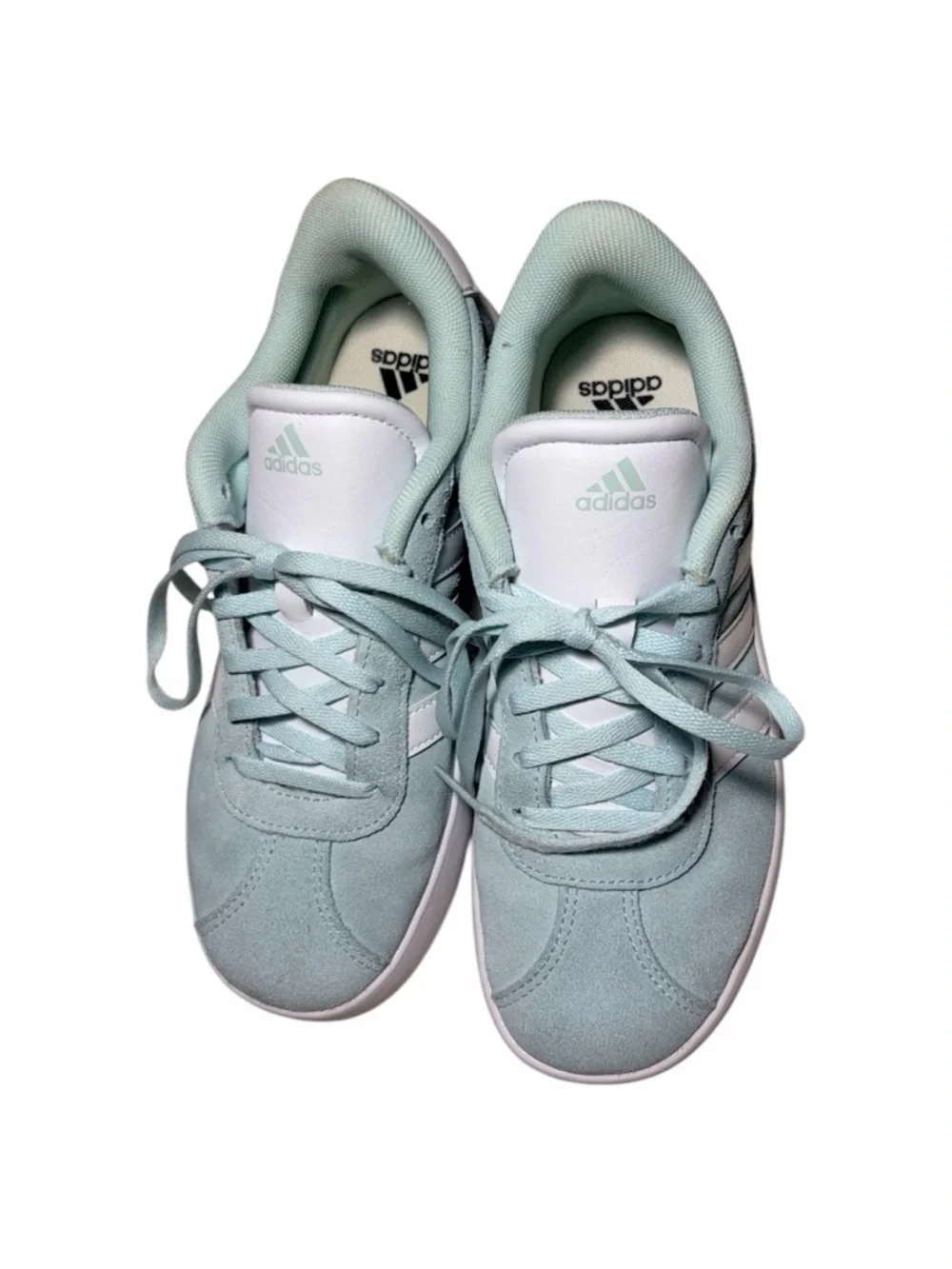 adidas Girl’s Mint Green‎ Suede Sneakers with White Stripes Sz 4